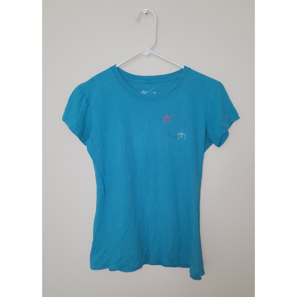 Guy Harvey Aqua Blue Short Sleeve Graphic Tee Girls Size L